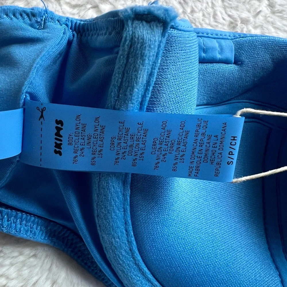 Skims Signature Swim Strapless Underwire Top Tide Blue BT-BAN-7489W Small NEW
